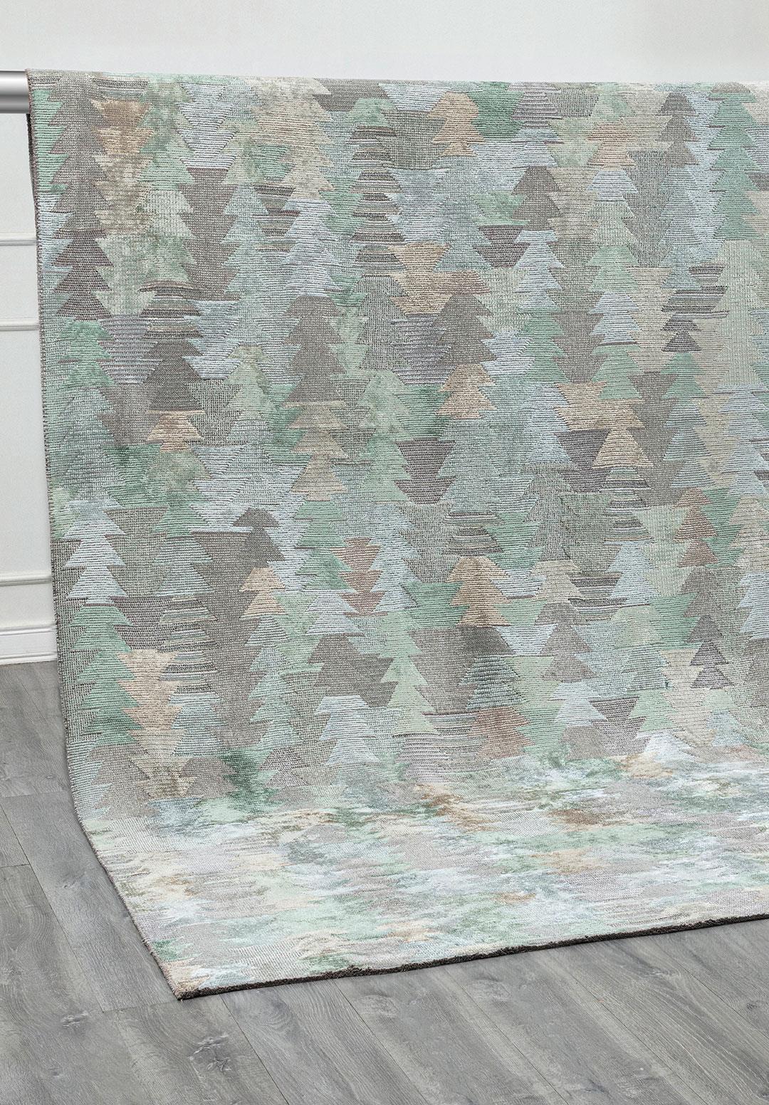 CLAN BEIGE - RIVER GREEN - ICE BLUE RUG