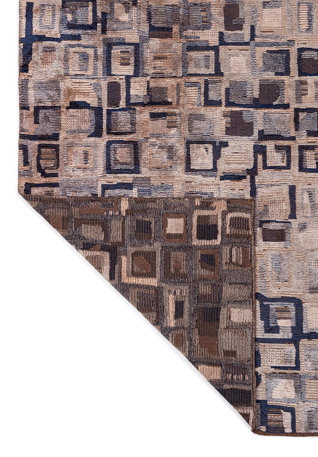 TRIBE ICE BLUE - DARK NAVY - LIGHT CREAM RUG