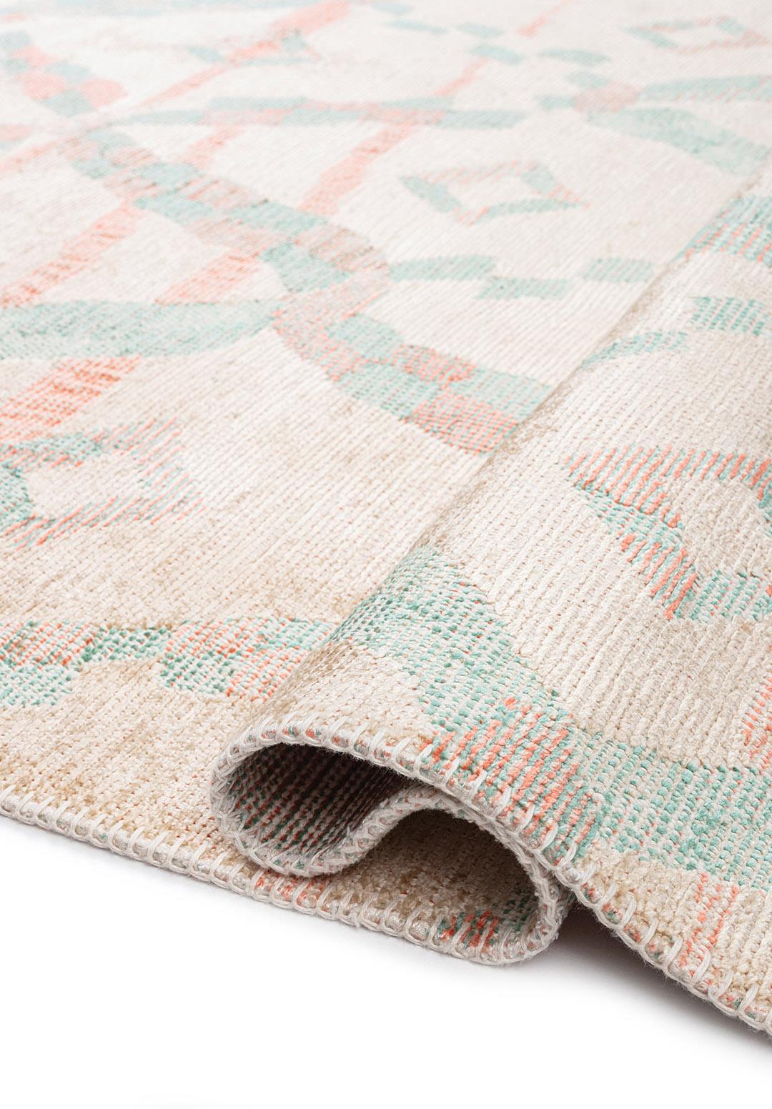 JASMINE RIVER GREEN - CREAM - LIGHT CORAL RUG