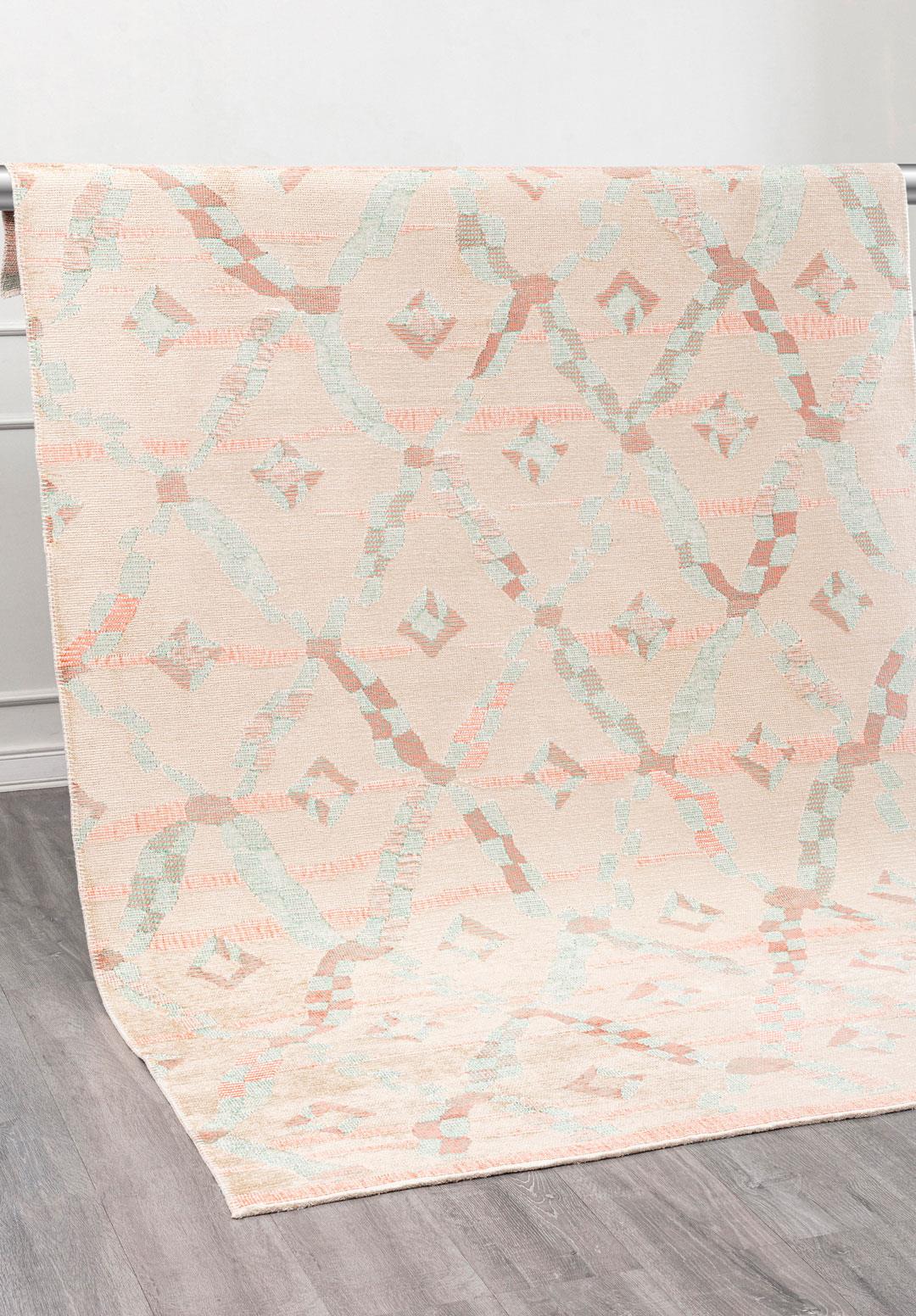 JASMINE RIVER GREEN - CREAM - LIGHT CORAL RUG