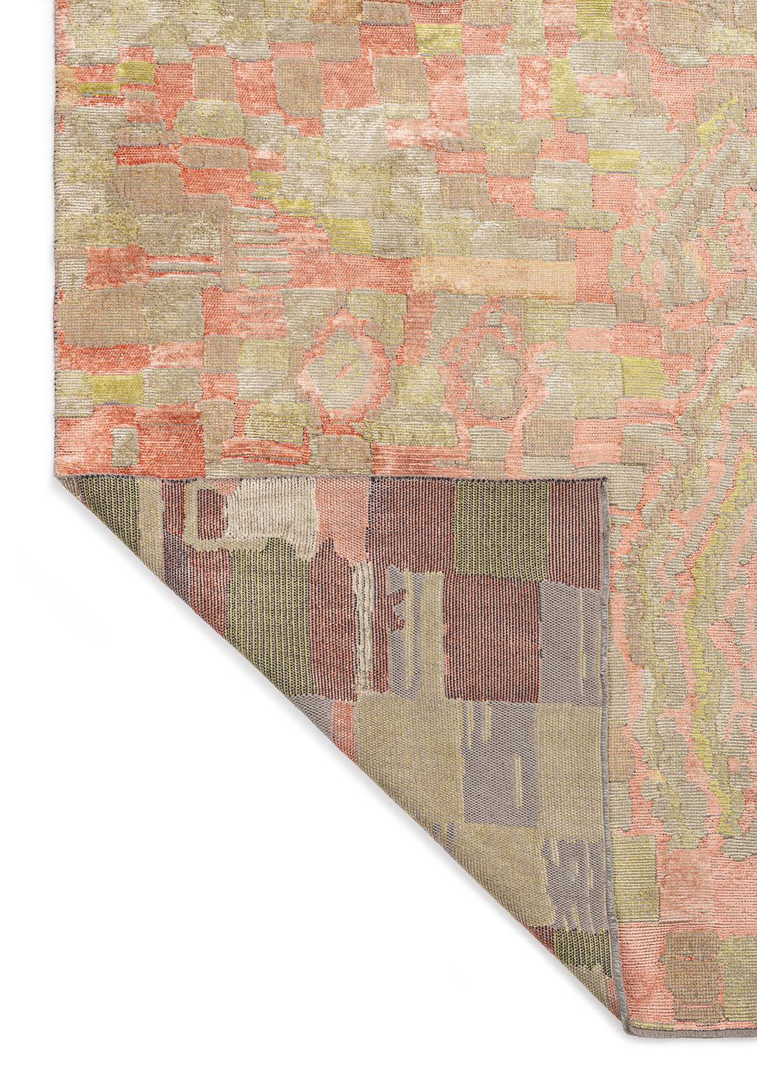 FOSSIL LIGHT CORAL - OLIVE GREEN - BEIGE RUG