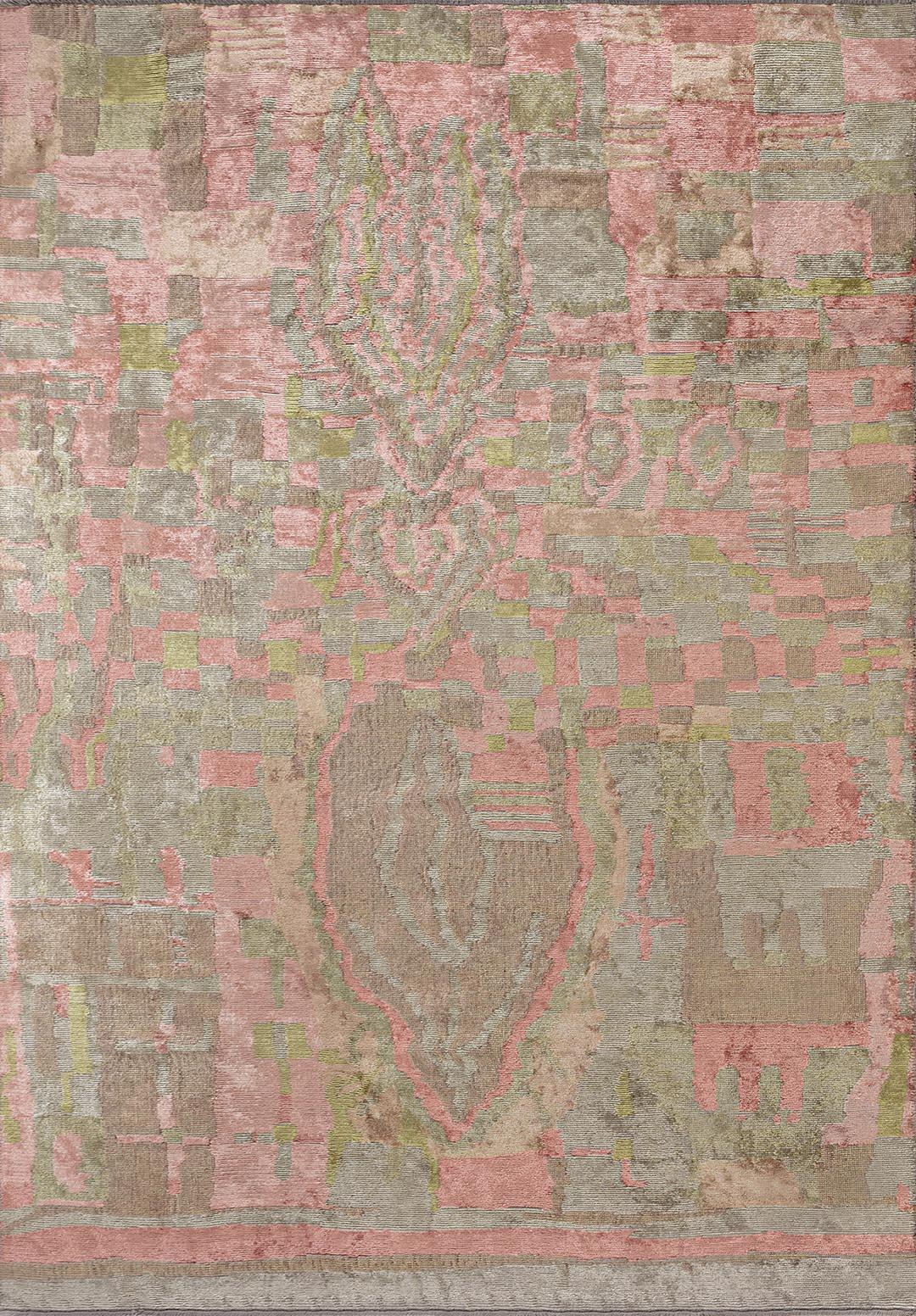 FOSSIL LIGHT CORAL - OLIVE GREEN - BEIGE RUG