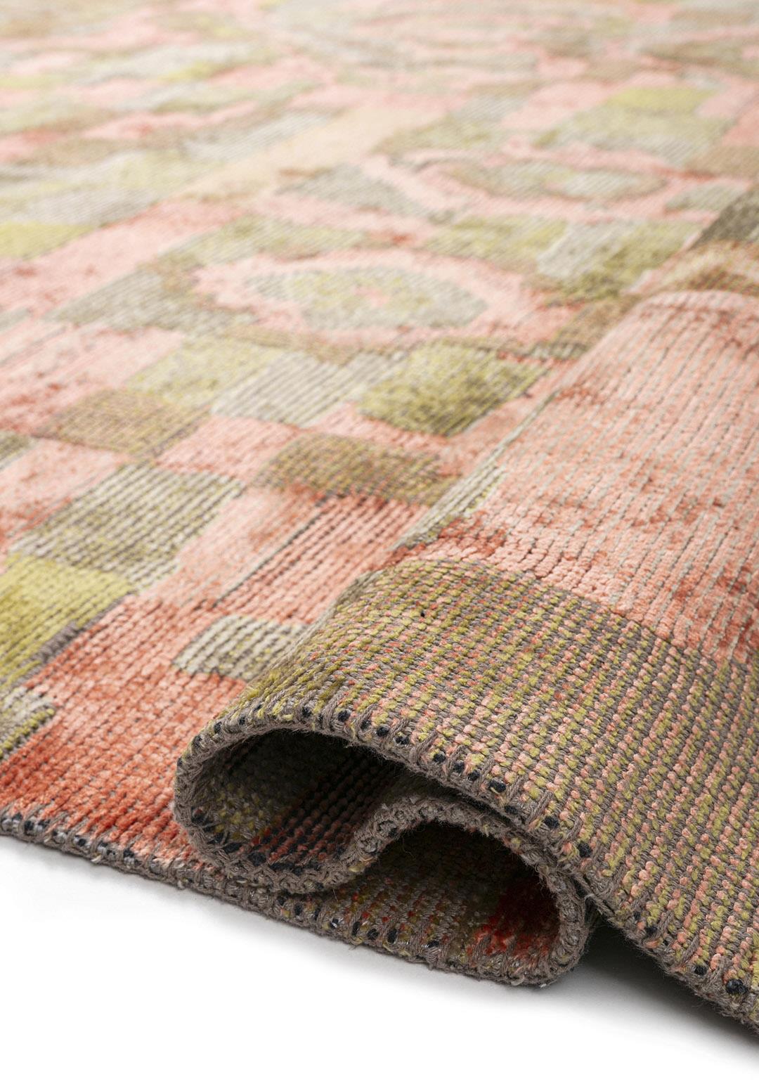 FOSSIL LIGHT CORAL - OLIVE GREEN - BEIGE RUG