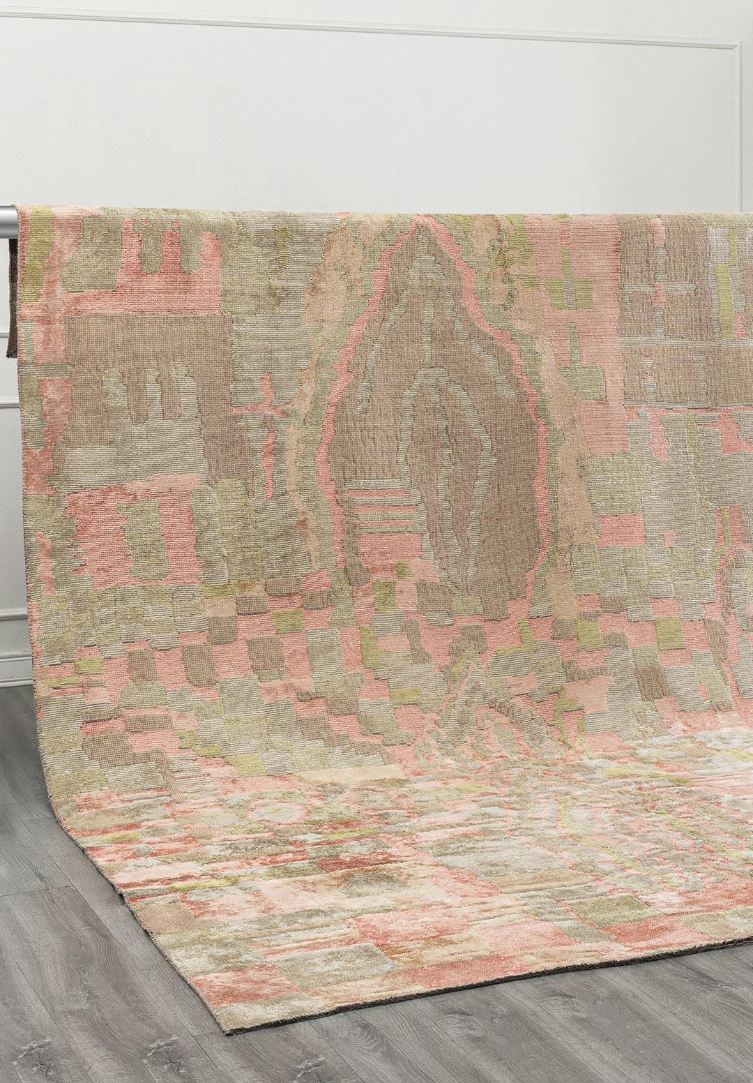 FOSSIL LIGHT CORAL - OLIVE GREEN - BEIGE RUG