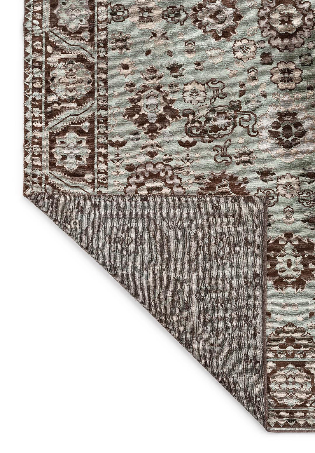EVANGELINE RIVER GREEN - DARK BROWN - BEIGE - CREAM - ICE BLUE - GREY RUG
