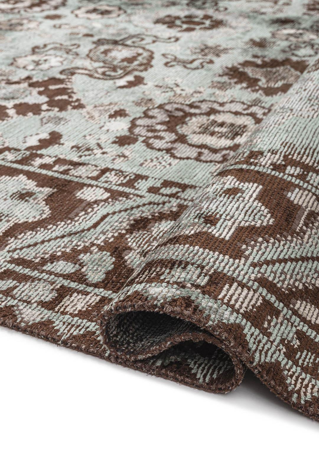 EVANGELINE RIVER GREEN - DARK BROWN - BEIGE - CREAM - ICE BLUE - GREY RUG