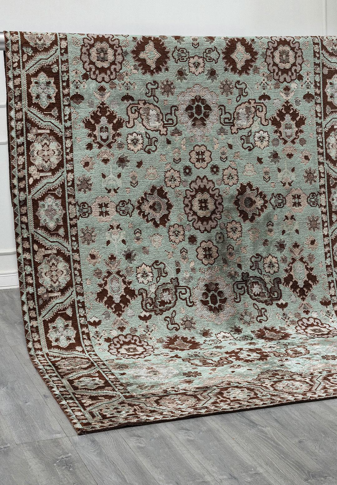 EVANGELINE RIVER GREEN - DARK BROWN - BEIGE - CREAM - ICE BLUE - GREY RUG