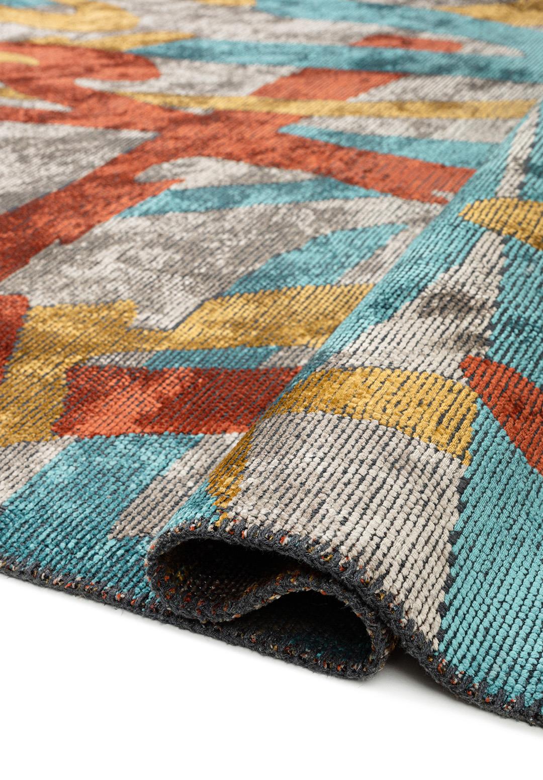 CARNIVAL DARK TERRA - TURQUOISE - MUSTARD - CREAM RUG