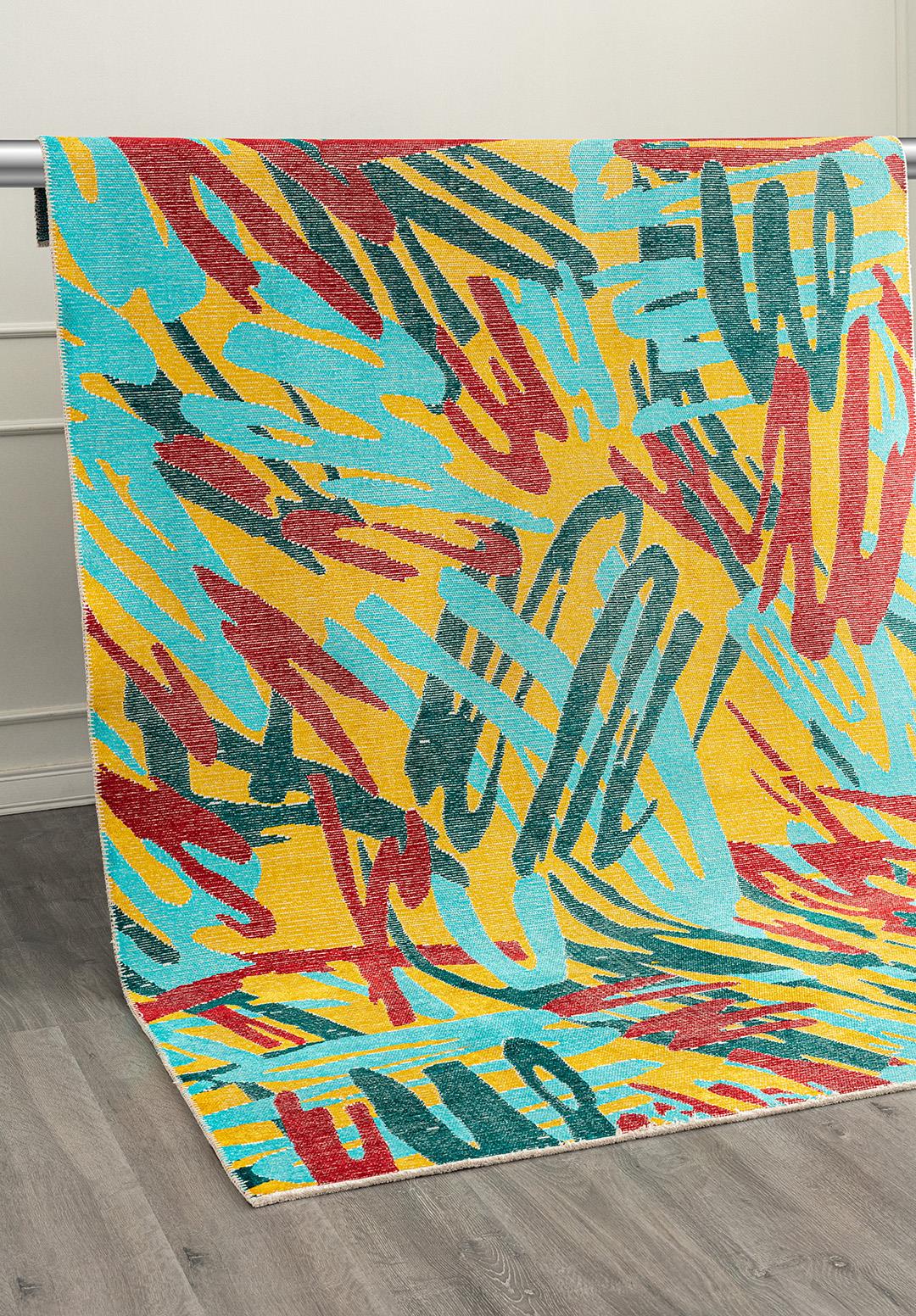 CARNIVAL RED - TURQUOISE - DARK TURQUOISE - YELLOW RUG