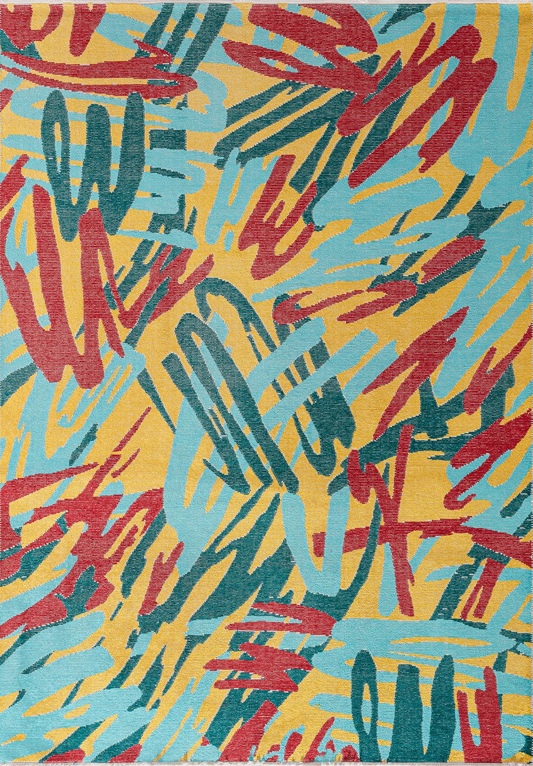 CARNIVAL RED - TURQUOISE - DARK TURQUOISE - YELLOW RUG