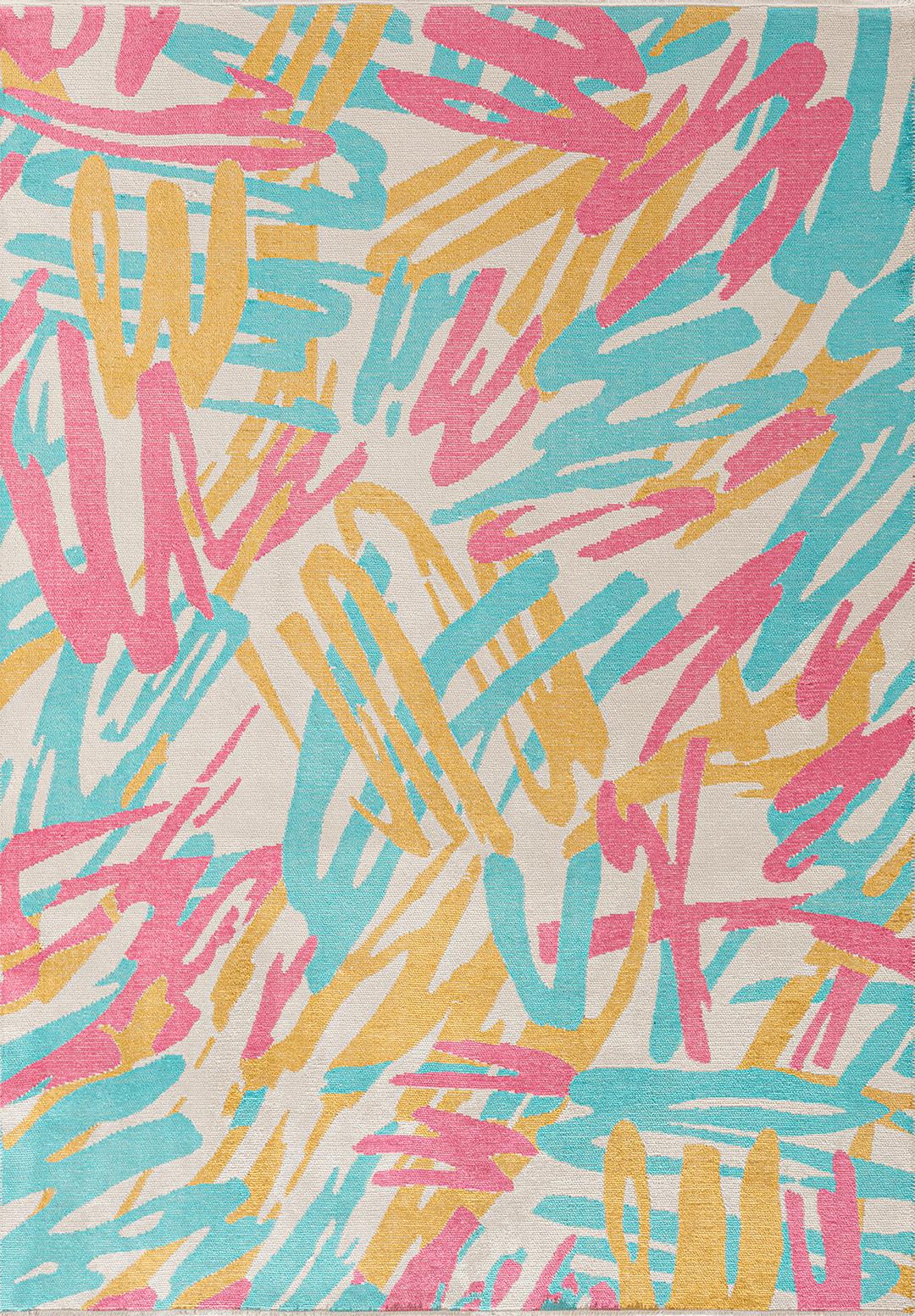 CARNIVAL PINK - TURQUOISE - GOLD - ECRU RUG