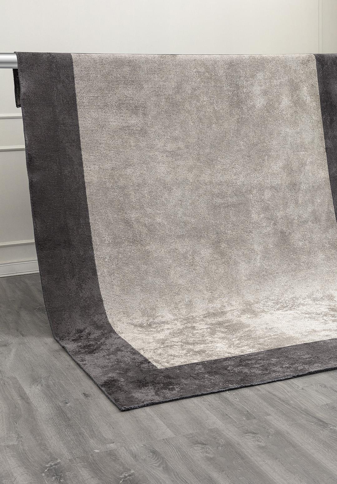 BORDER CHARCOAL - CREAM RUG