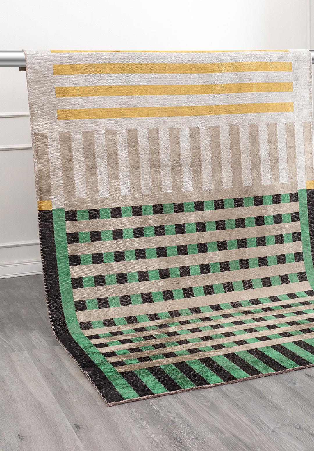 DECO BLACK - NOUGAT - GRASS GREEN - GOLD - BONE RUG