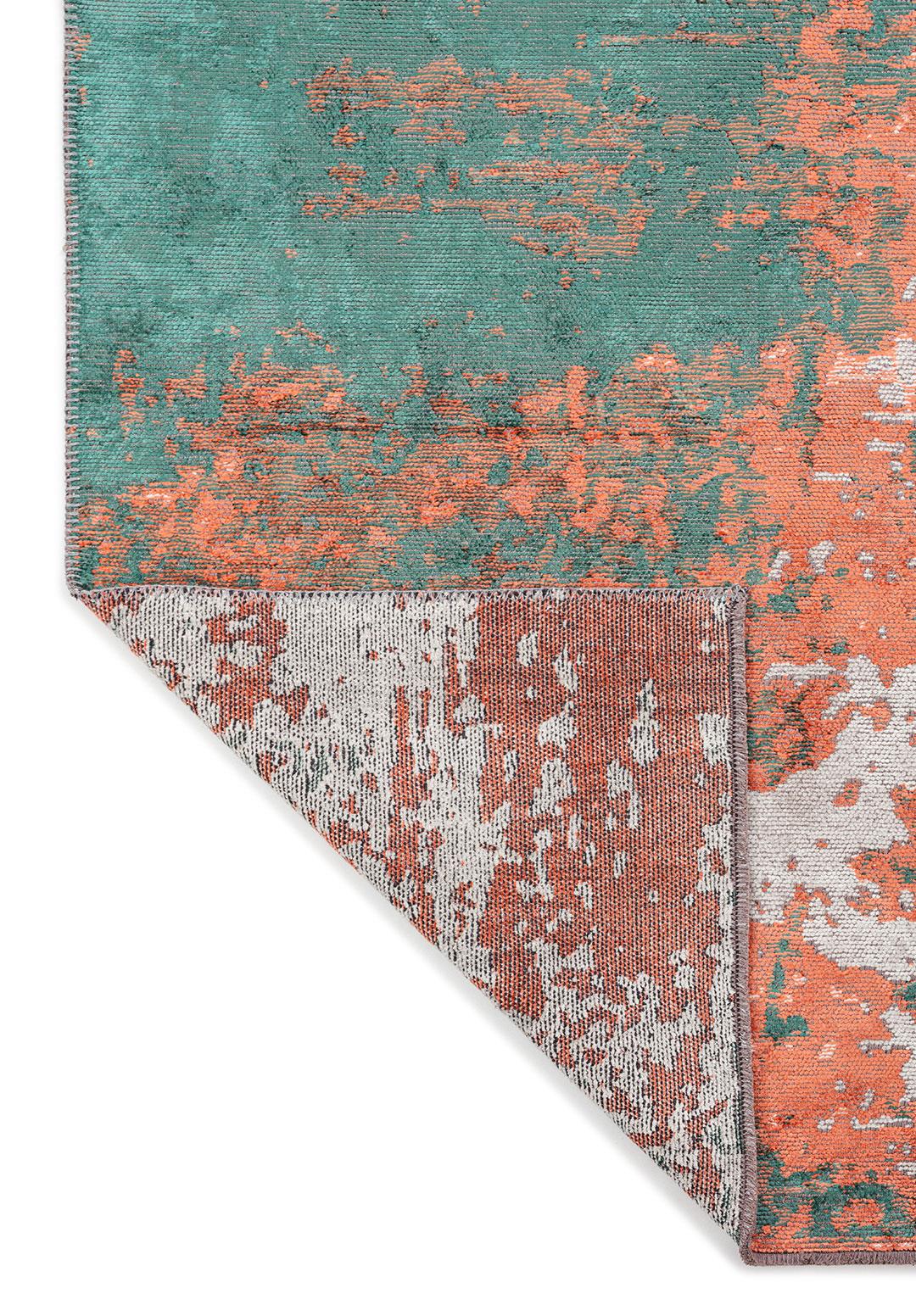 BLAZE DARK GREEN - CORAL - BONE RUG