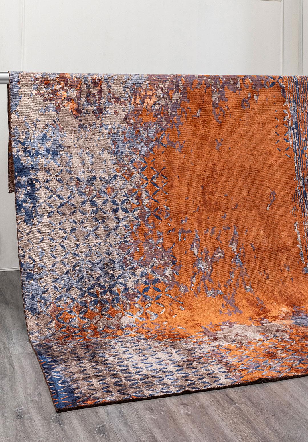 BLOOM TERRA - LIGHT GREY - NAVY BLUE RUG