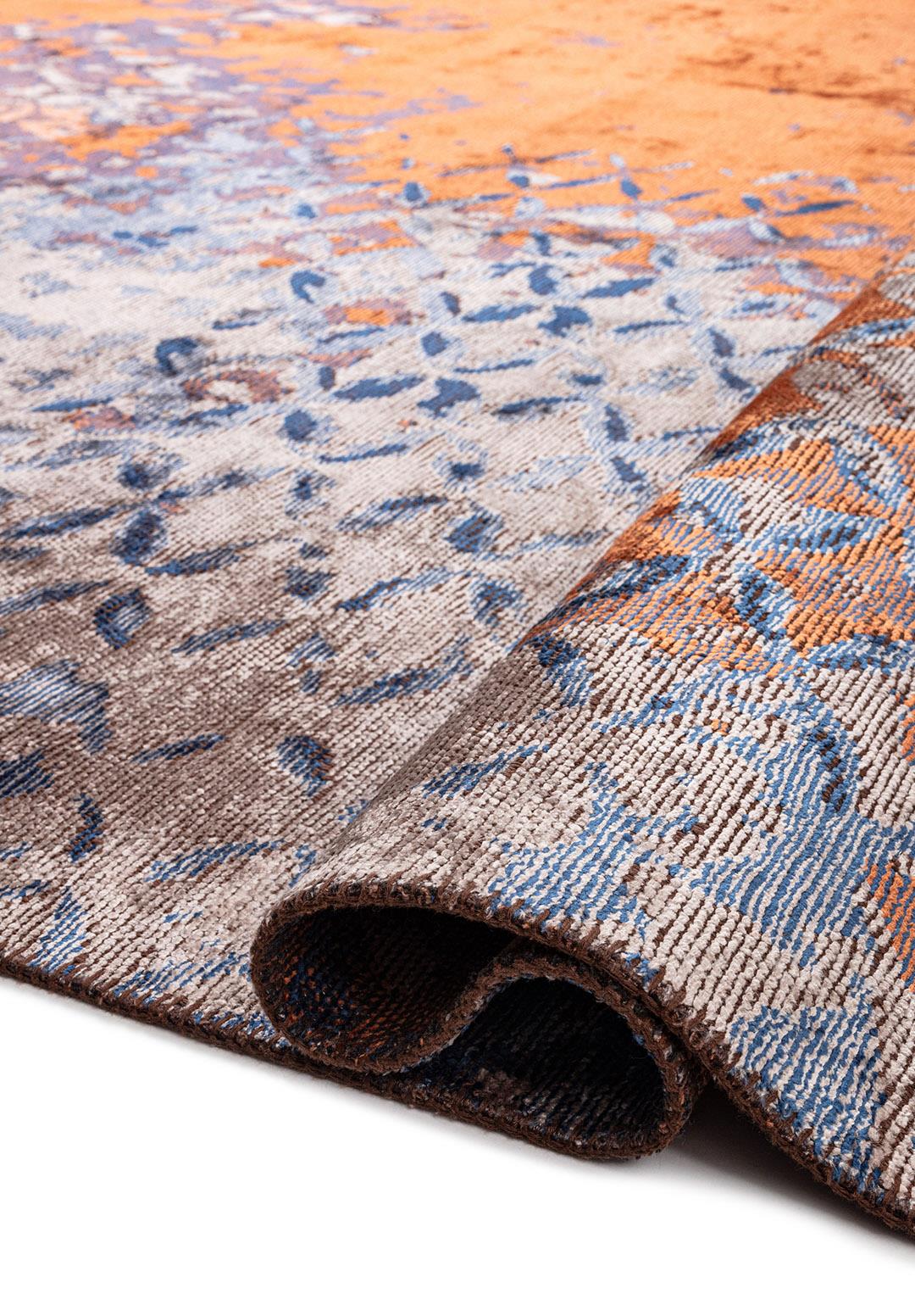 BLOOM TERRA - LIGHT GREY - NAVY BLUE RUG