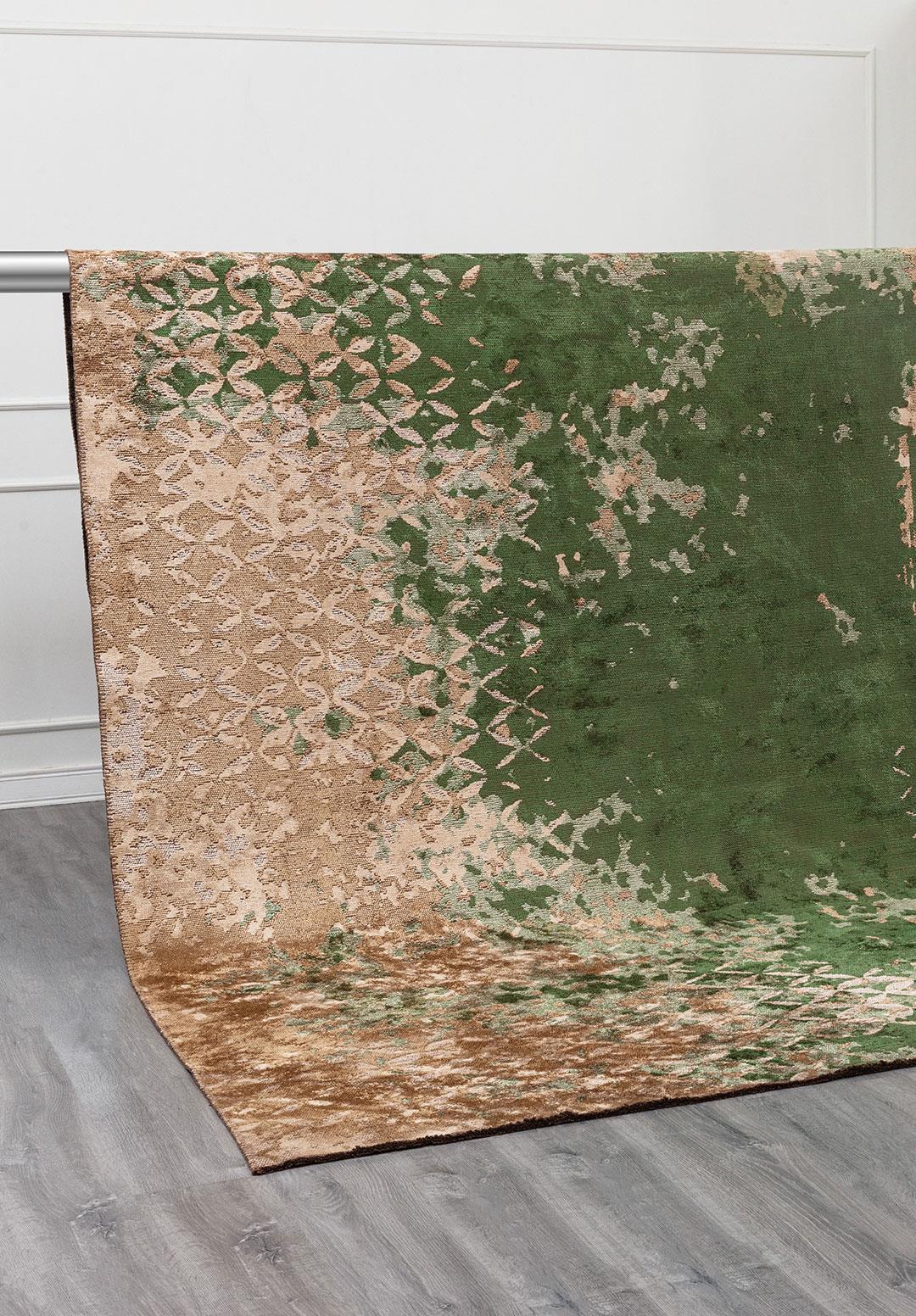 BLOOM FOREST GREEN - DARK BEIGE - LIGHT CREAM RUG