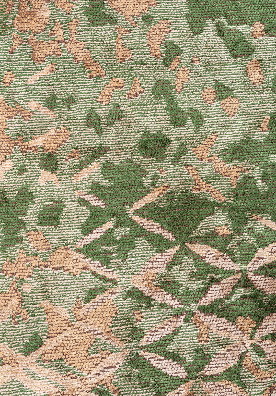 BLOOM FOREST GREEN - DARK BEIGE - LIGHT CREAM RUG