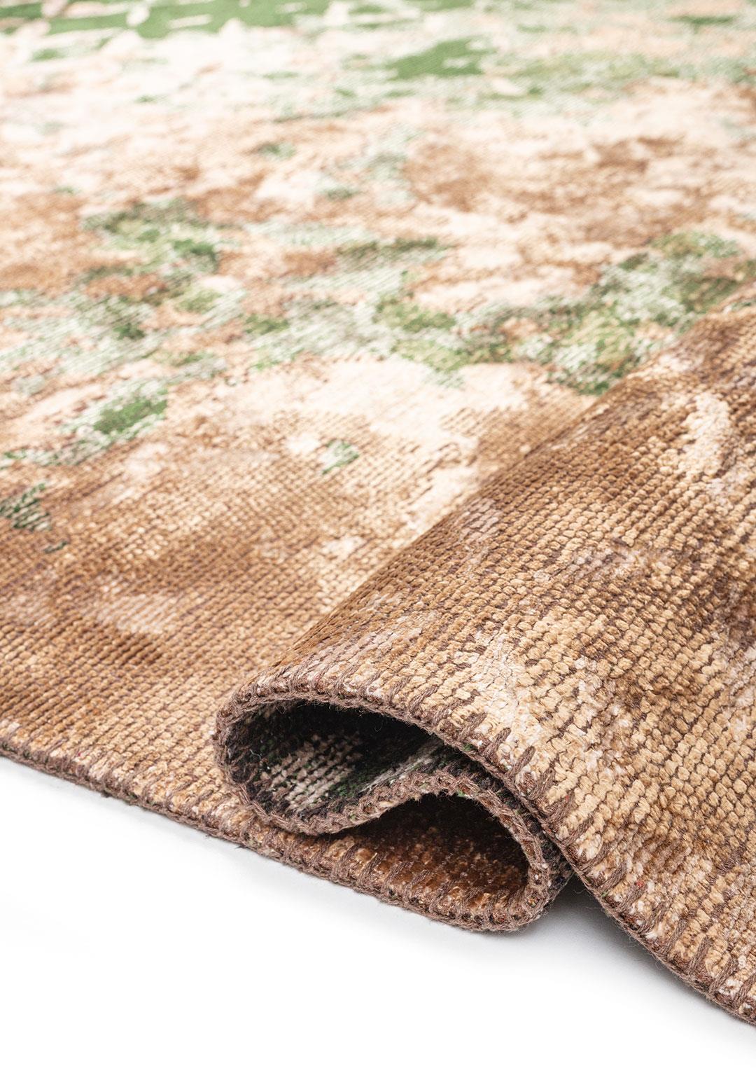 BLOOM FOREST GREEN - DARK BEIGE - LIGHT CREAM RUG