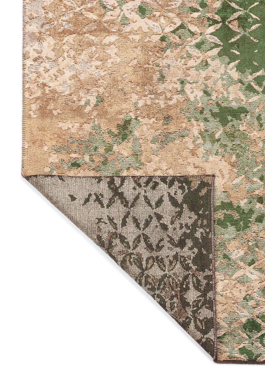 BLOOM FOREST GREEN - DARK BEIGE - LIGHT CREAM RUG
