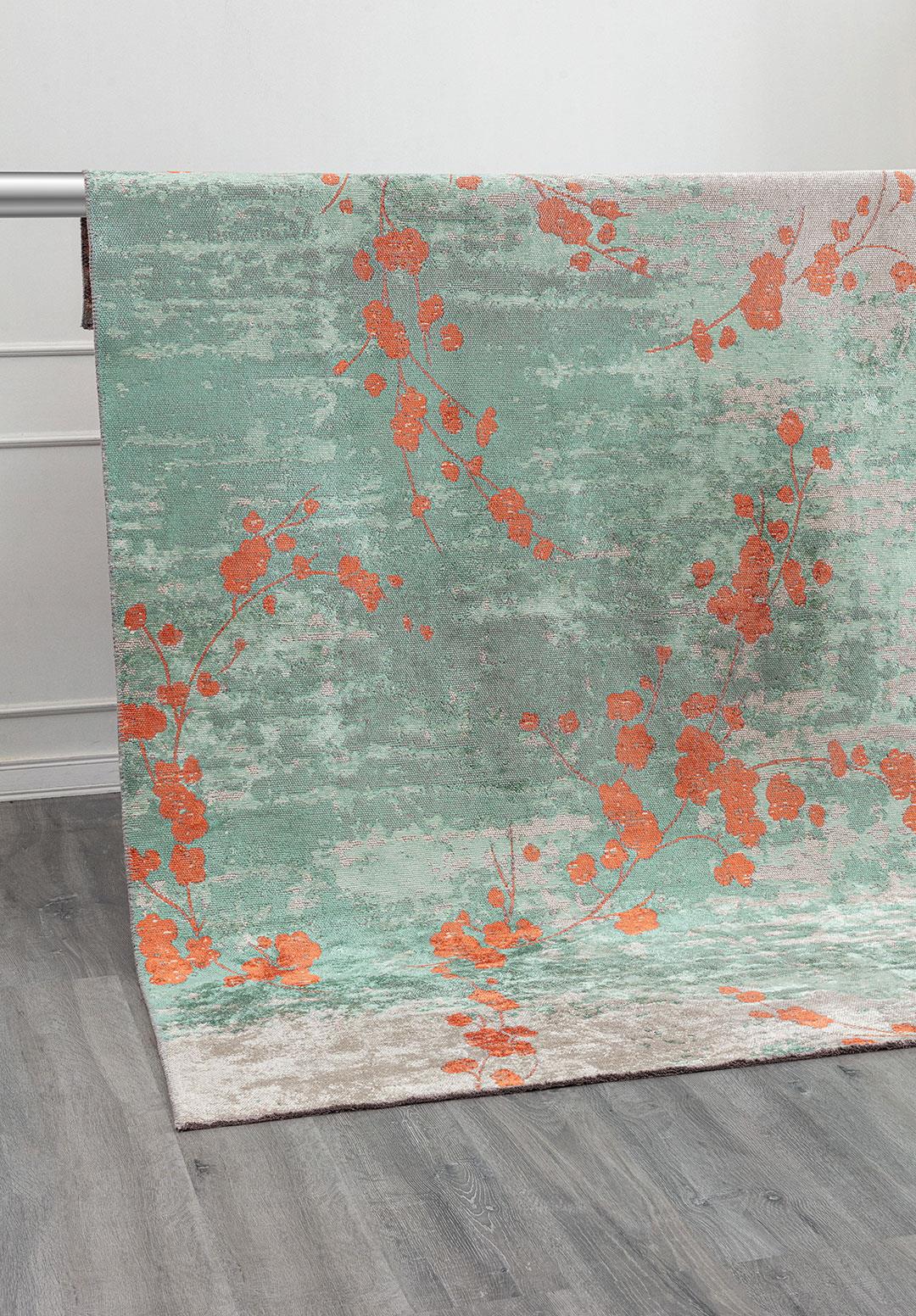 BLOSSOM CORAL - RIVER GREEN - LIGHT CREAM RUG