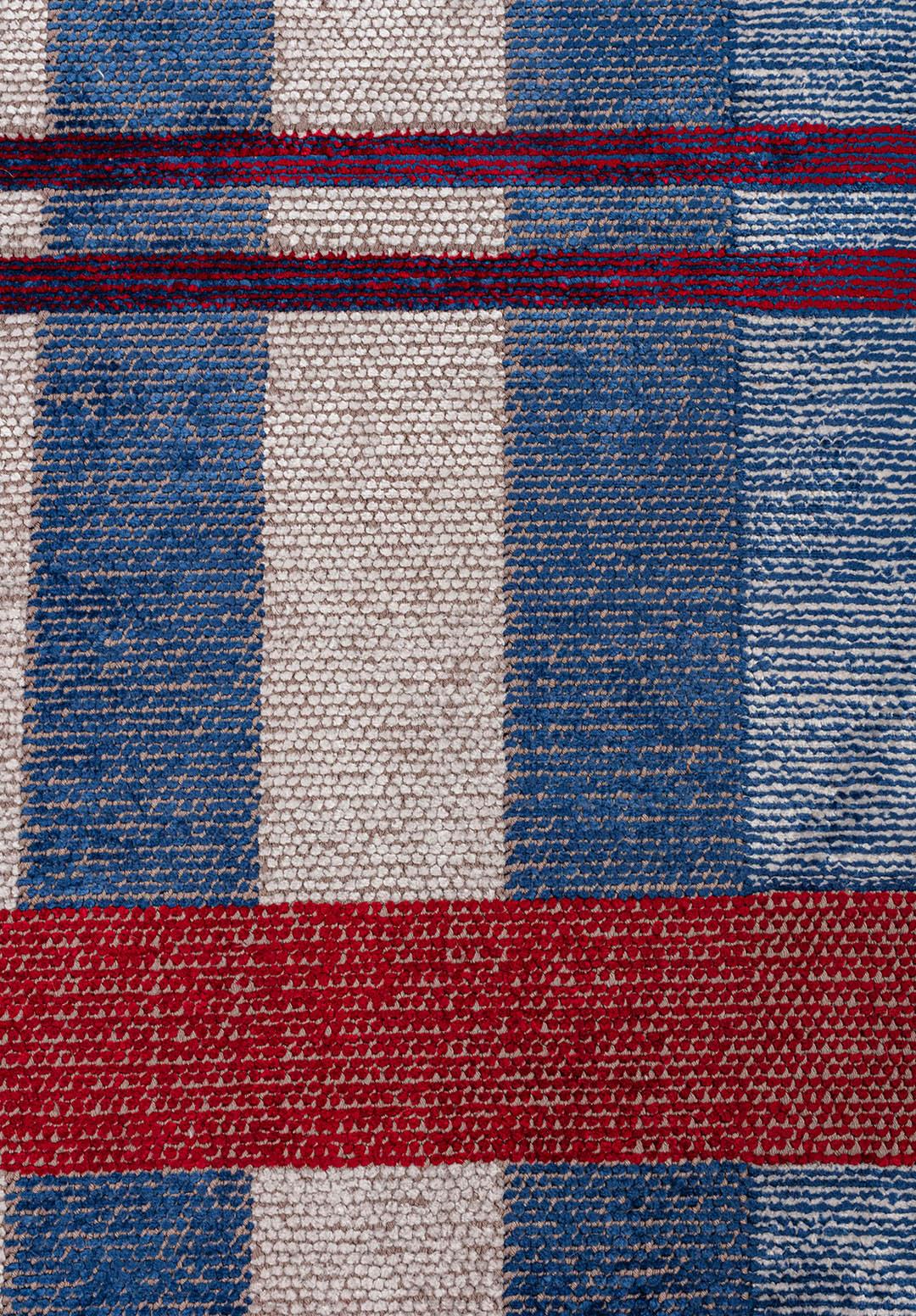 SCOTCH BONE - RED - NAVY BLUE RUG