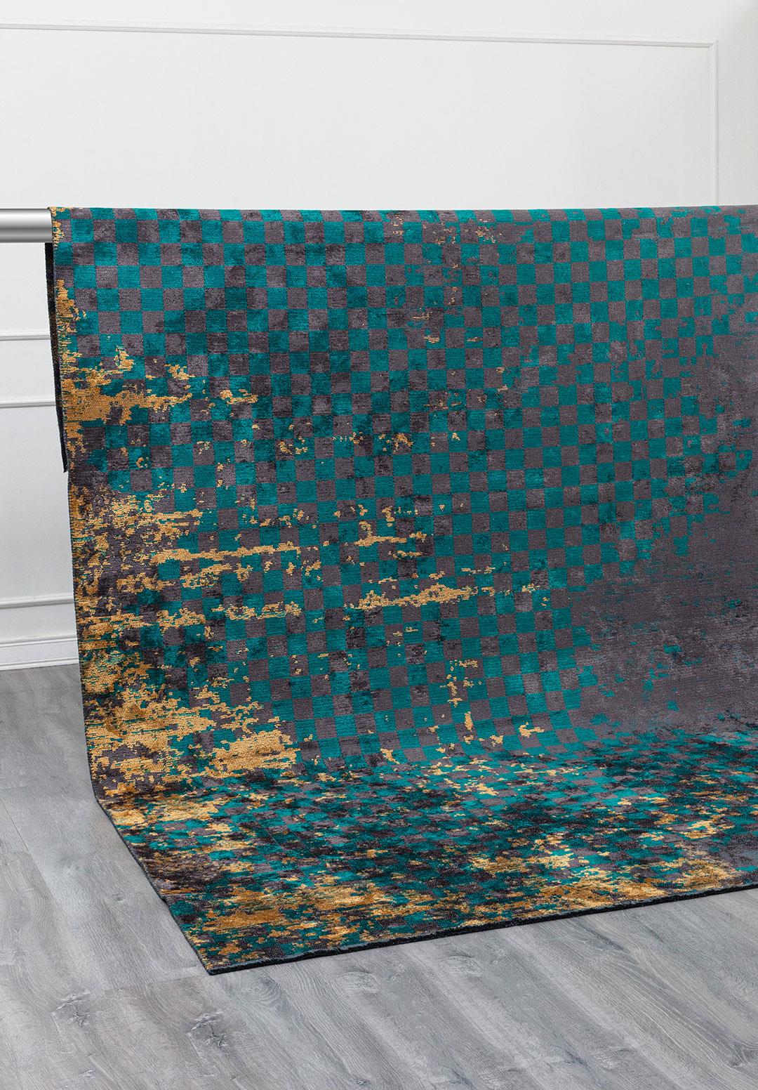 MIRAGE DARK TURQUOISE - MUSTARD - CHARCOAL RUG