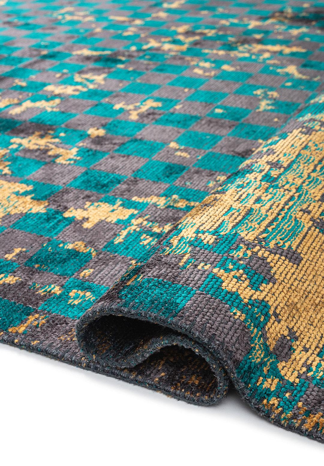 MIRAGE DARK TURQUOISE - MUSTARD - CHARCOAL RUG