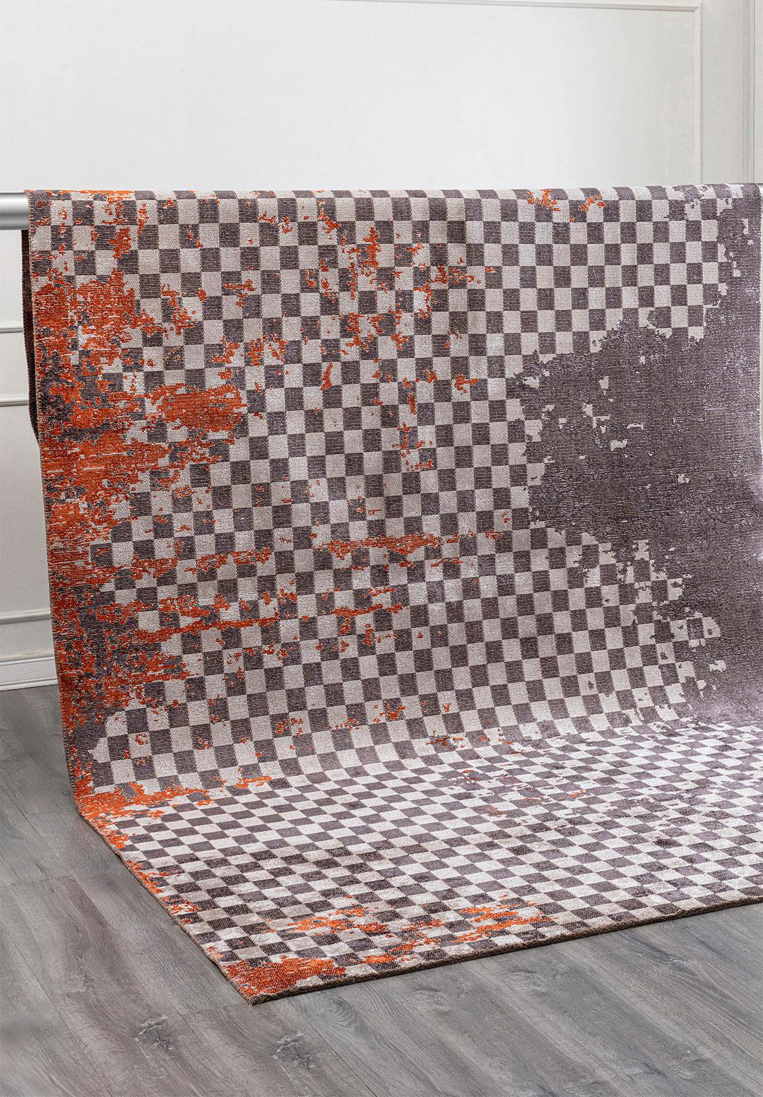 MIRAGE LIGHT GREY - RUST - CHARCOAL RUG