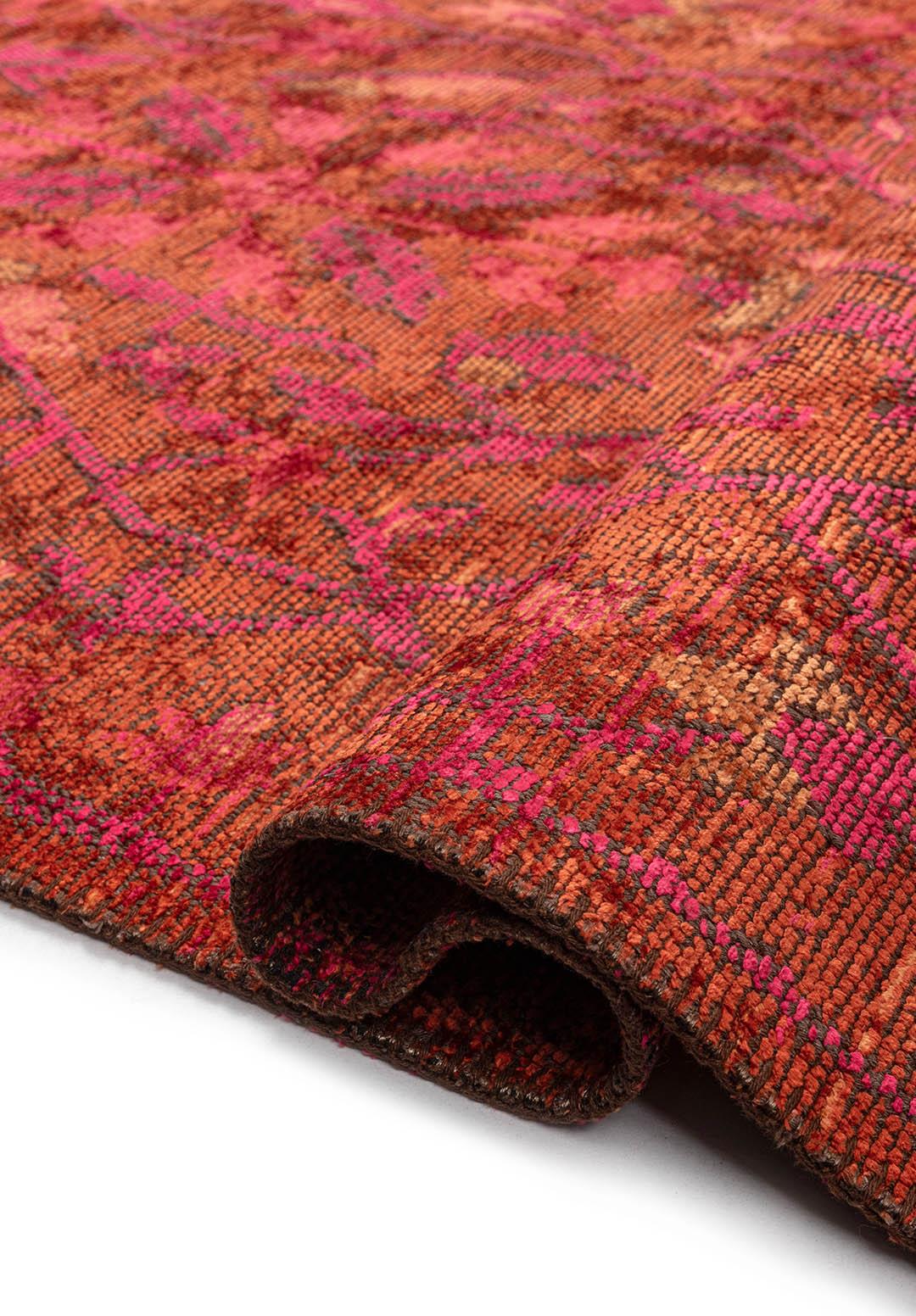 FLEUR TERRA - FUSCHIA - RUST RUG