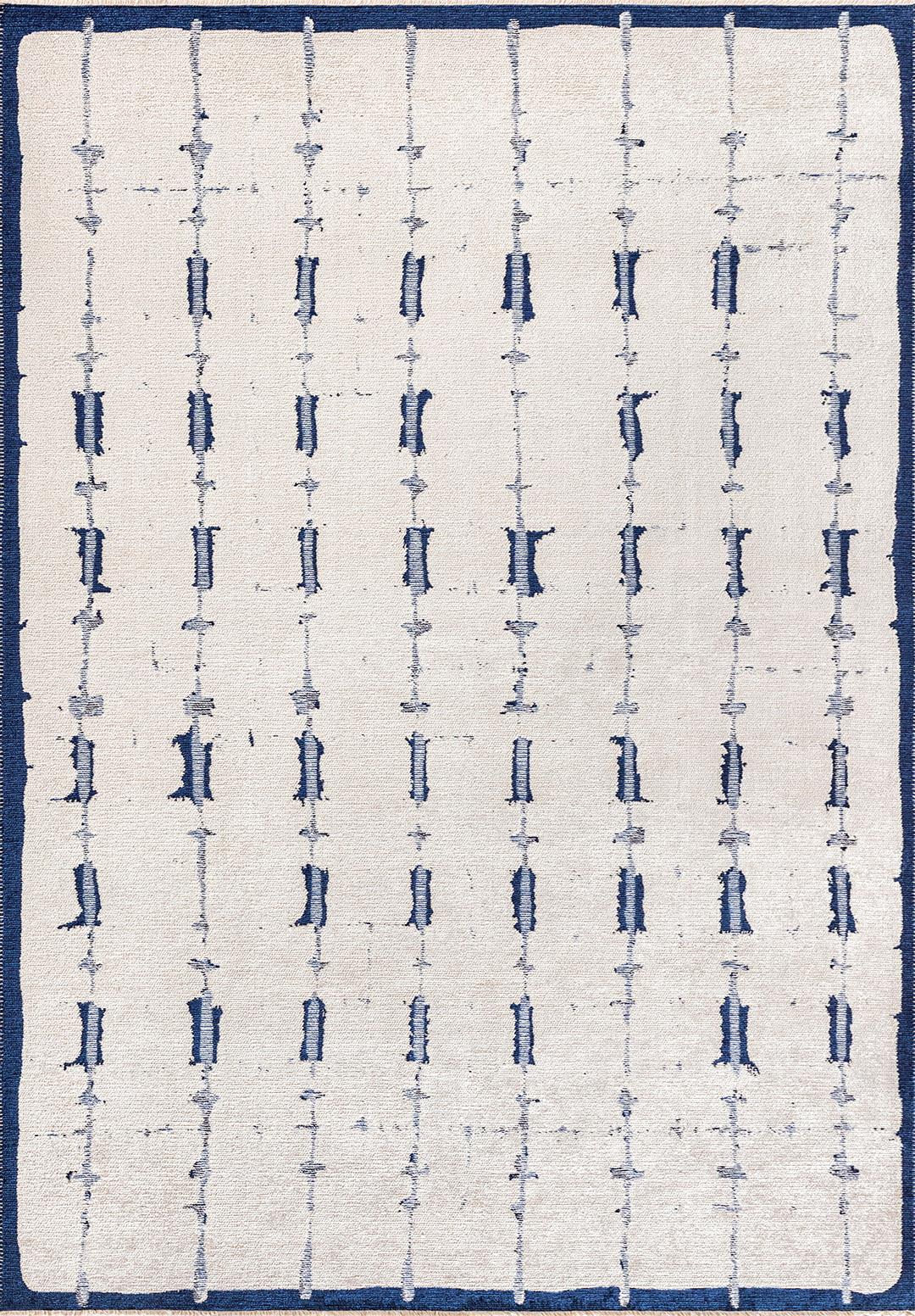 MAYA DARK NAVY - NAVY BLUE - WHITE RUG