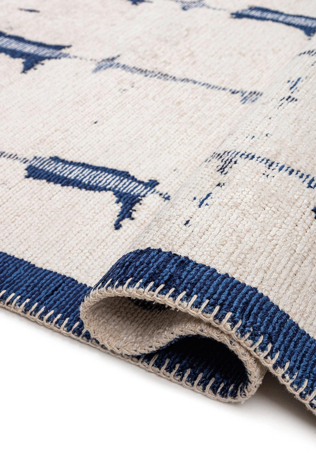 MAYA DARK NAVY - NAVY BLUE - WHITE RUG