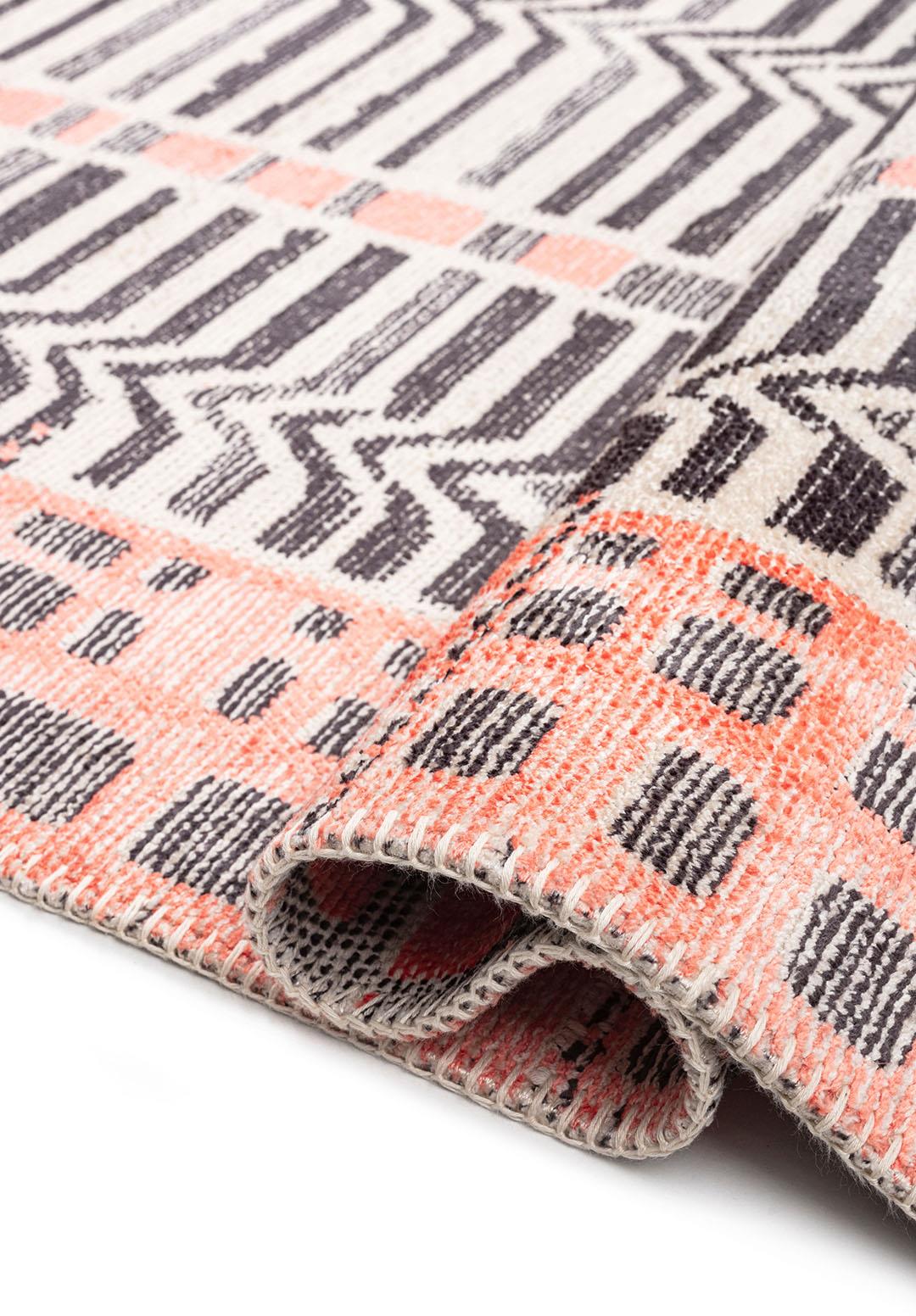 INCA CHARCOAL - LIGHT CREAM - LIGHT CORAL RUG