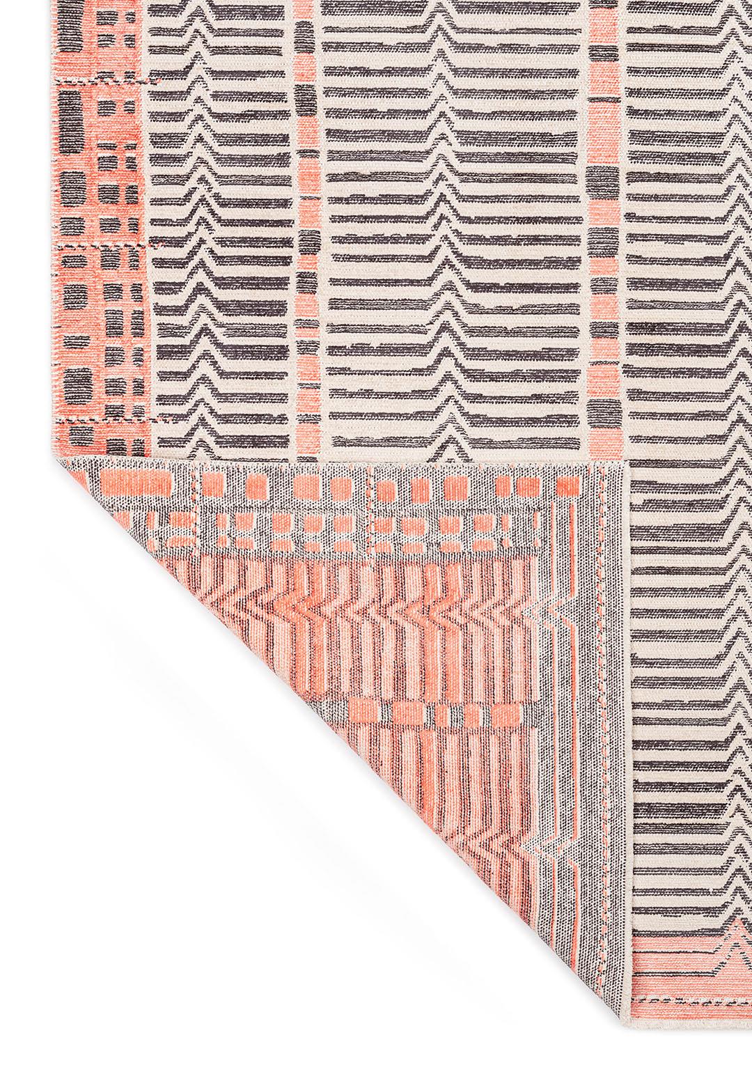 INCA CHARCOAL - LIGHT CREAM - LIGHT CORAL RUG