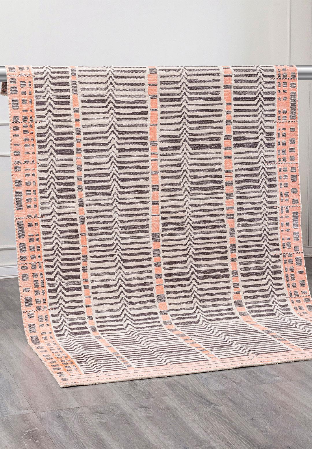 INCA CHARCOAL - LIGHT CREAM - LIGHT CORAL RUG