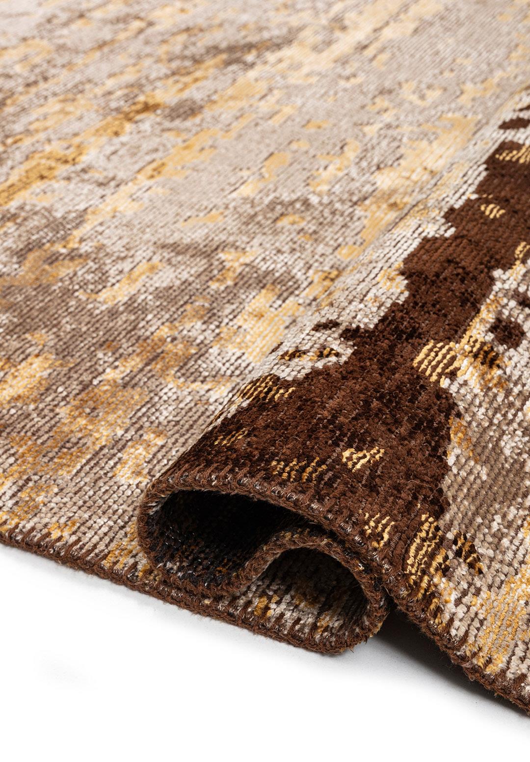 DUSK DARK BROWN - GOLD - CREAM RUG
