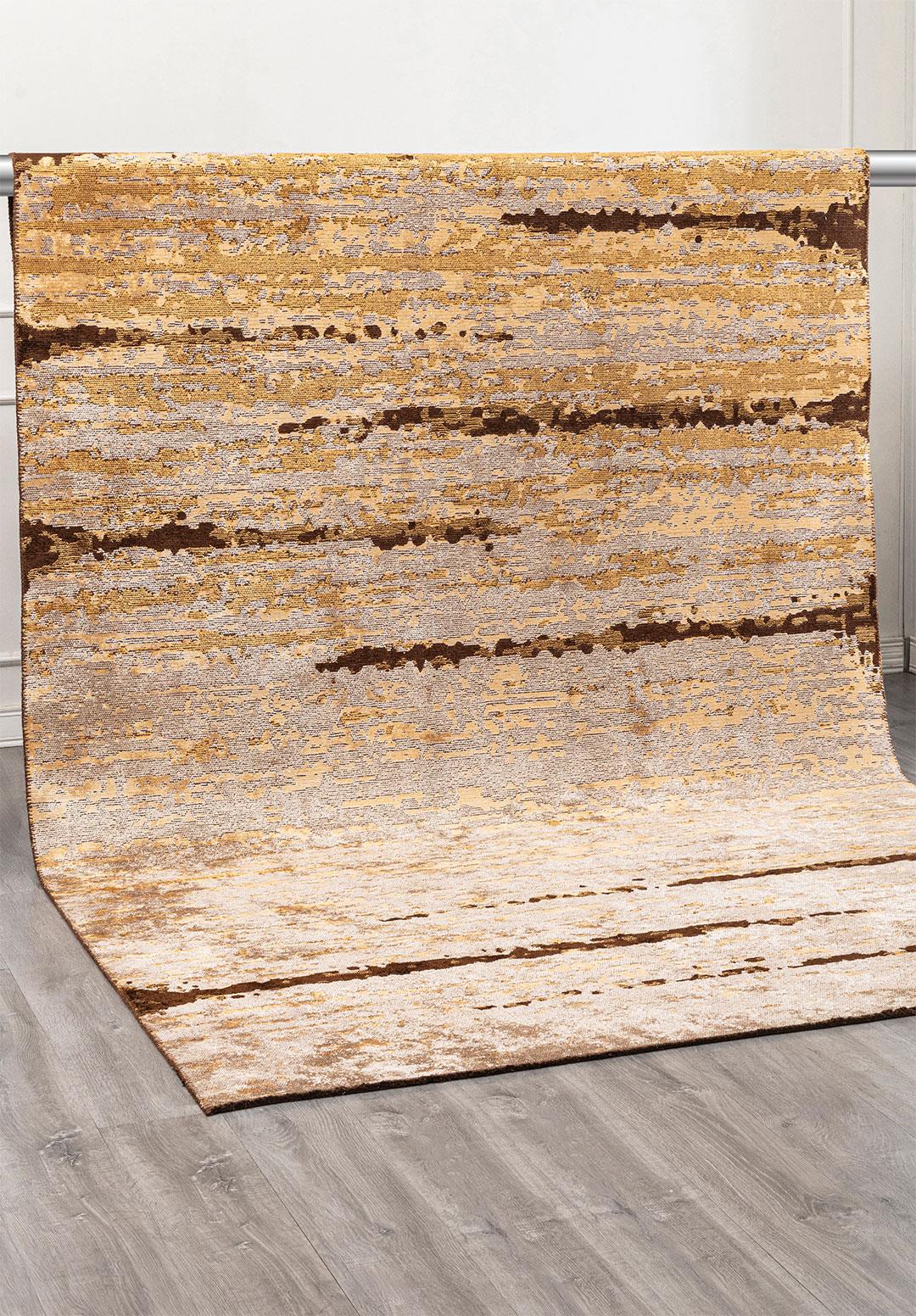 DUSK DARK BROWN - GOLD - CREAM RUG