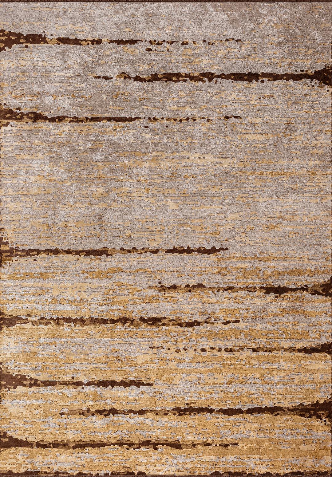 DUSK DARK BROWN - GOLD - CREAM RUG