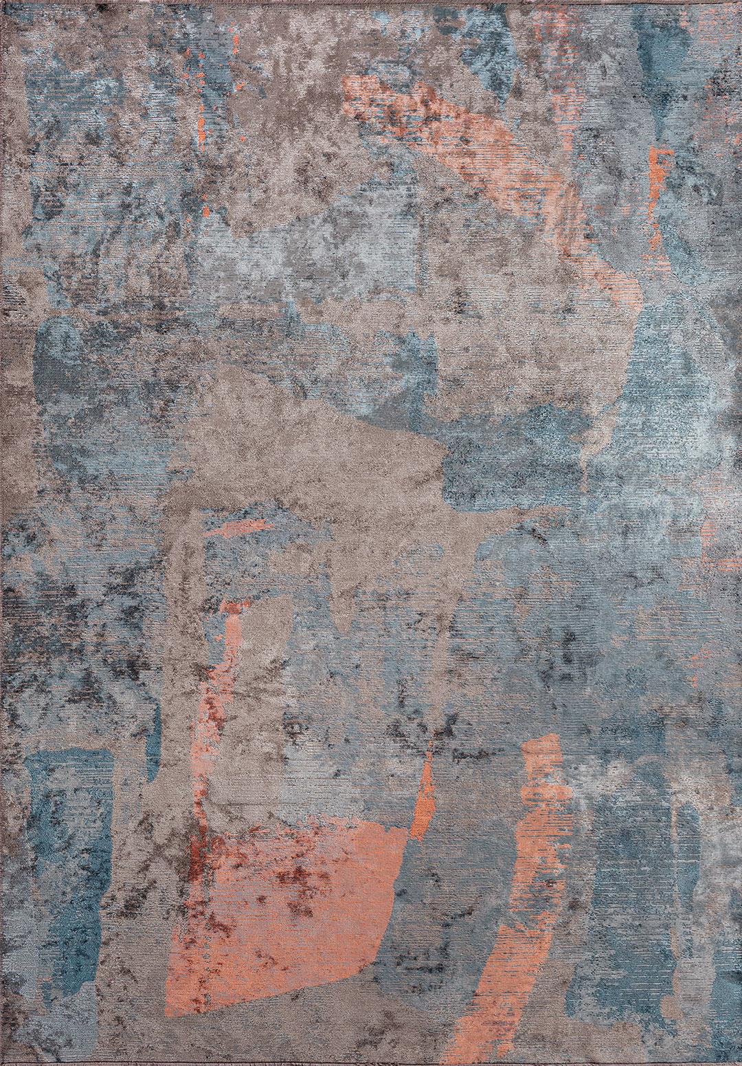 BLISS DARK GREY - PETROL - BLUE - CORAL RUG