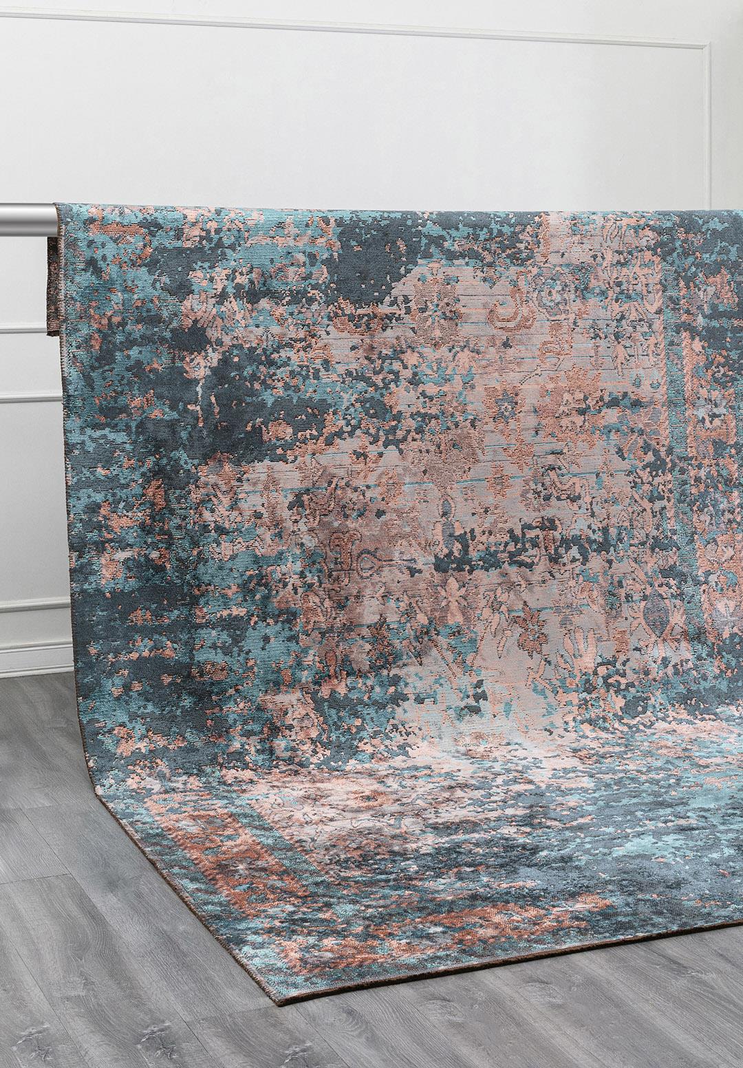 SPLENDOR ERA PETROL - TURQUOISE - LIGHT CORAL - COPPER RUG