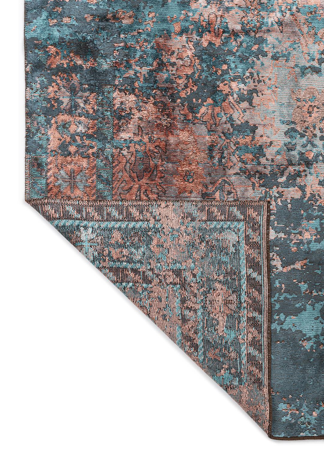 SPLENDOR ERA PETROL - TURQUOISE - LIGHT CORAL - COPPER RUG