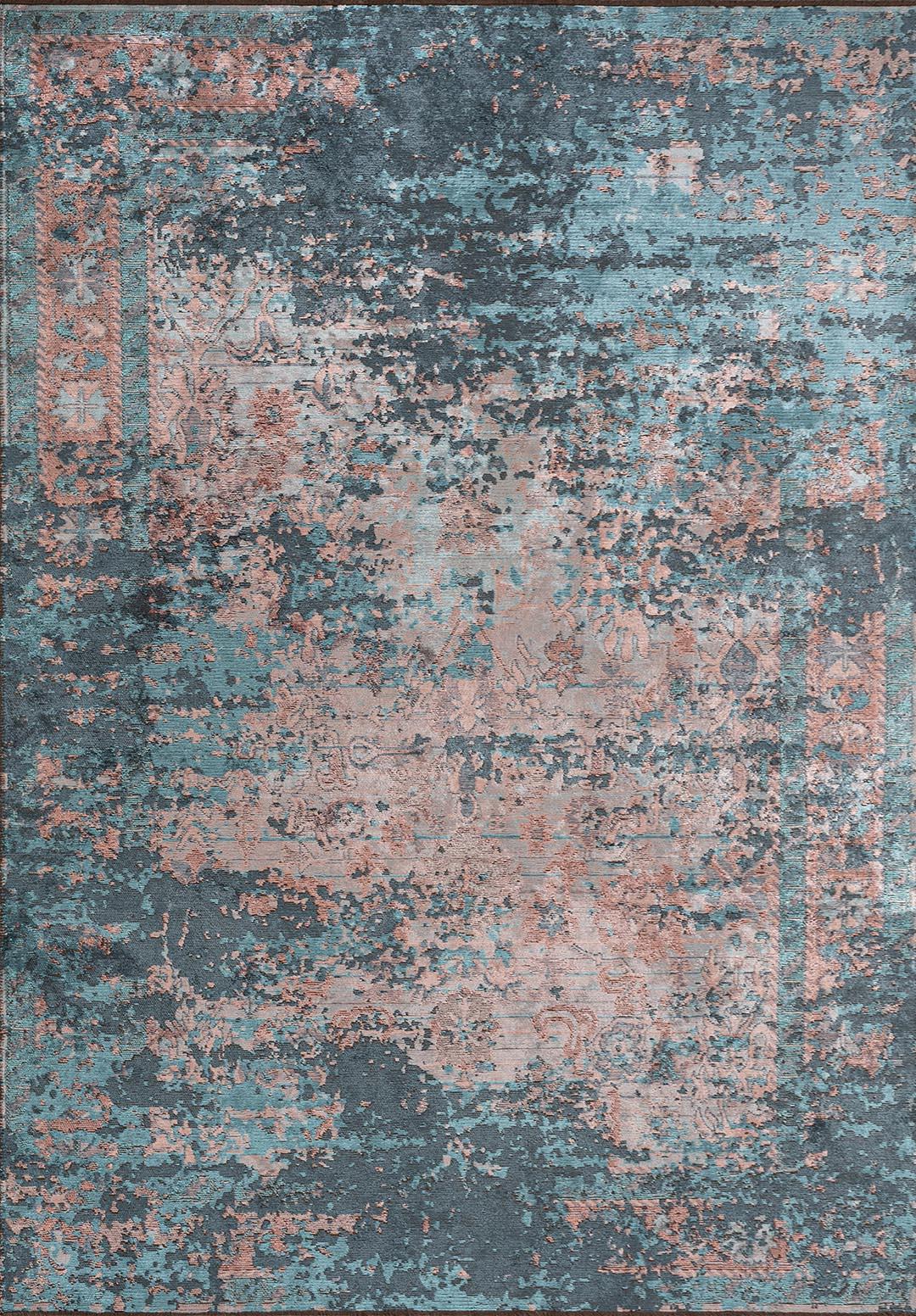 SPLENDOR ERA PETROL - TURQUOISE - LIGHT CORAL - COPPER RUG