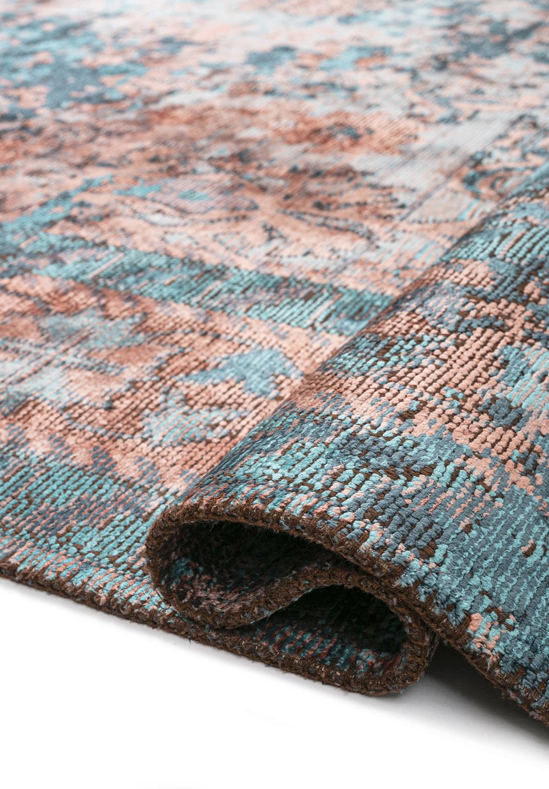 SPLENDOR ERA PETROL - TURQUOISE - LIGHT CORAL - COPPER RUG