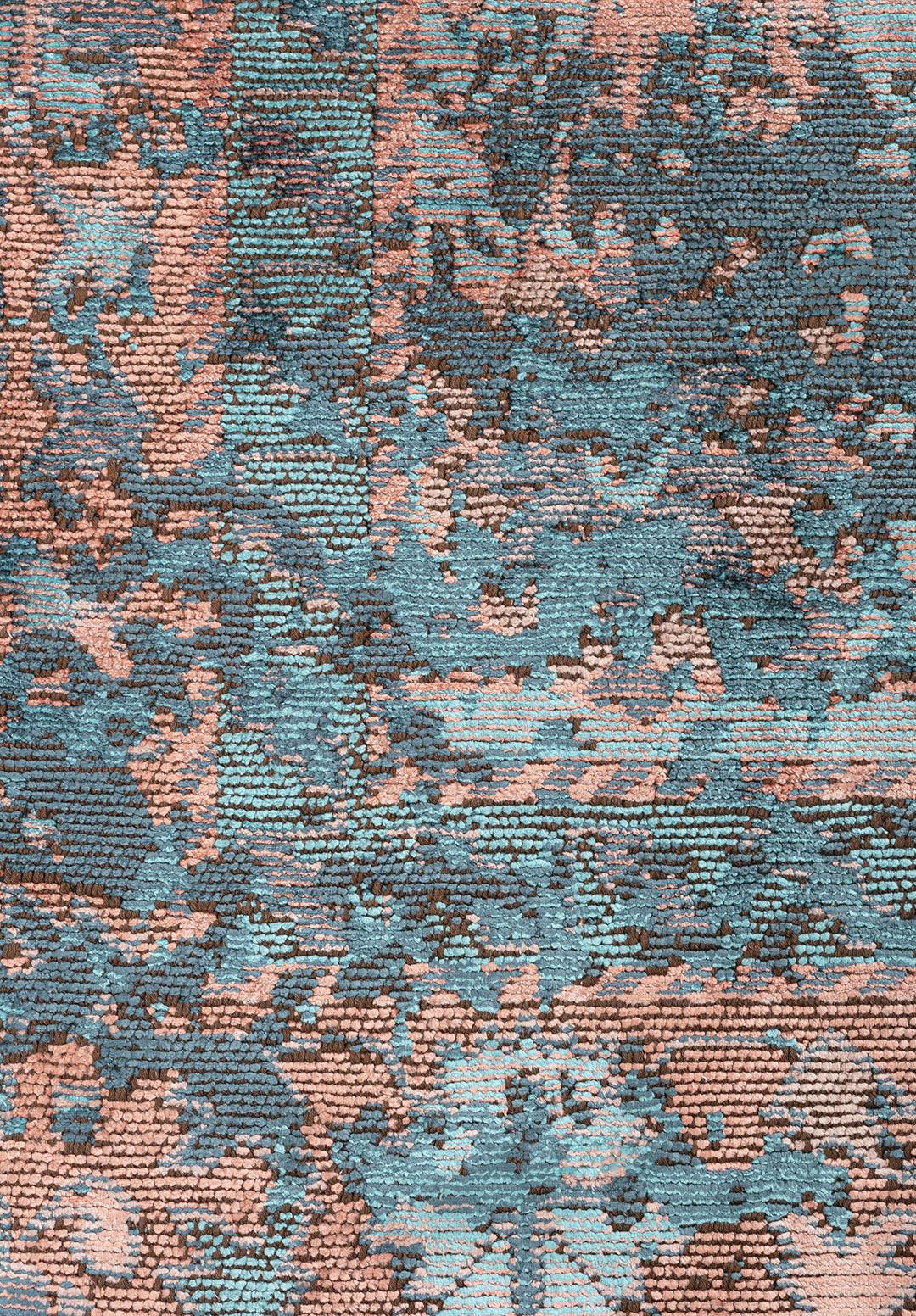 SPLENDOR ERA PETROL - TURQUOISE - LIGHT CORAL - COPPER RUG