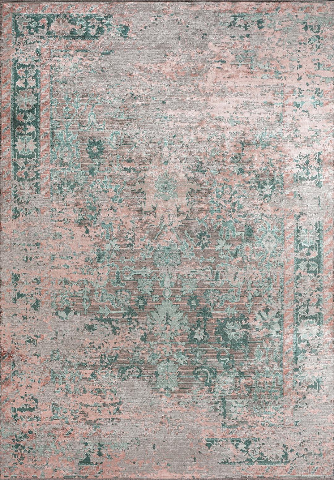 SPLENDOR ERA STONE - LIGHT CORAL - DARK GREEN - RIVER GREEN RUG