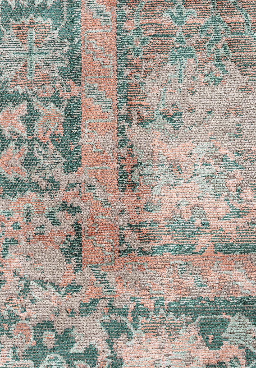 SPLENDOR ERA STONE - LIGHT CORAL - DARK GREEN - RIVER GREEN RUG