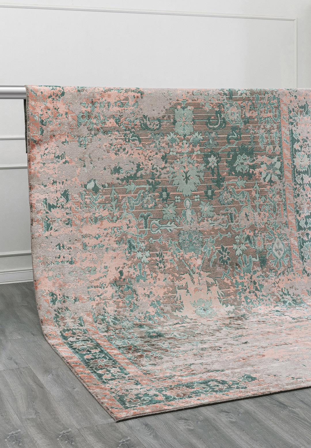 SPLENDOR ERA STONE - LIGHT CORAL - DARK GREEN - RIVER GREEN RUG