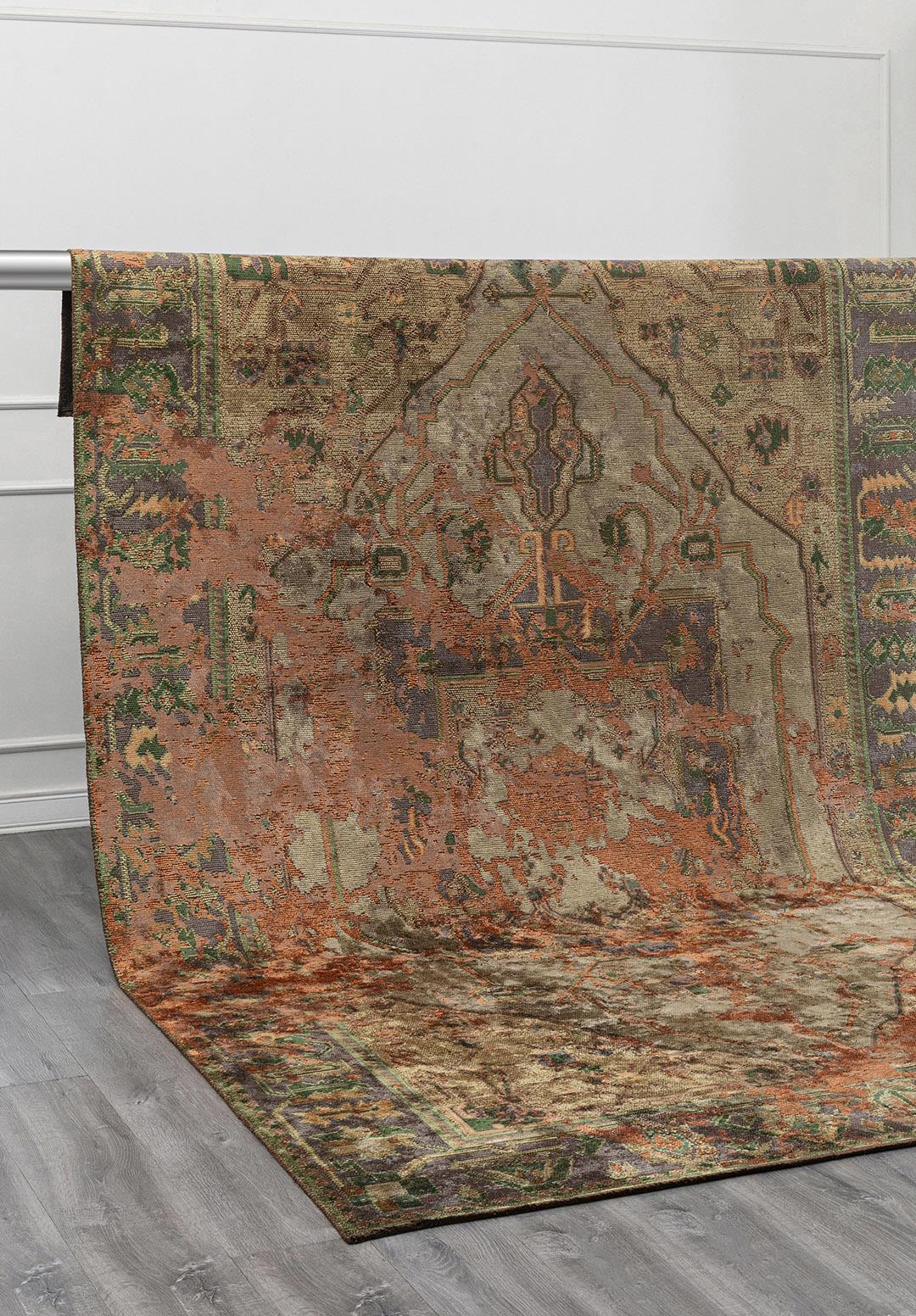 MONARCH ERA TERRA - ANTHRACITE - OLIVE GREEN - FOREST GREEN RUG