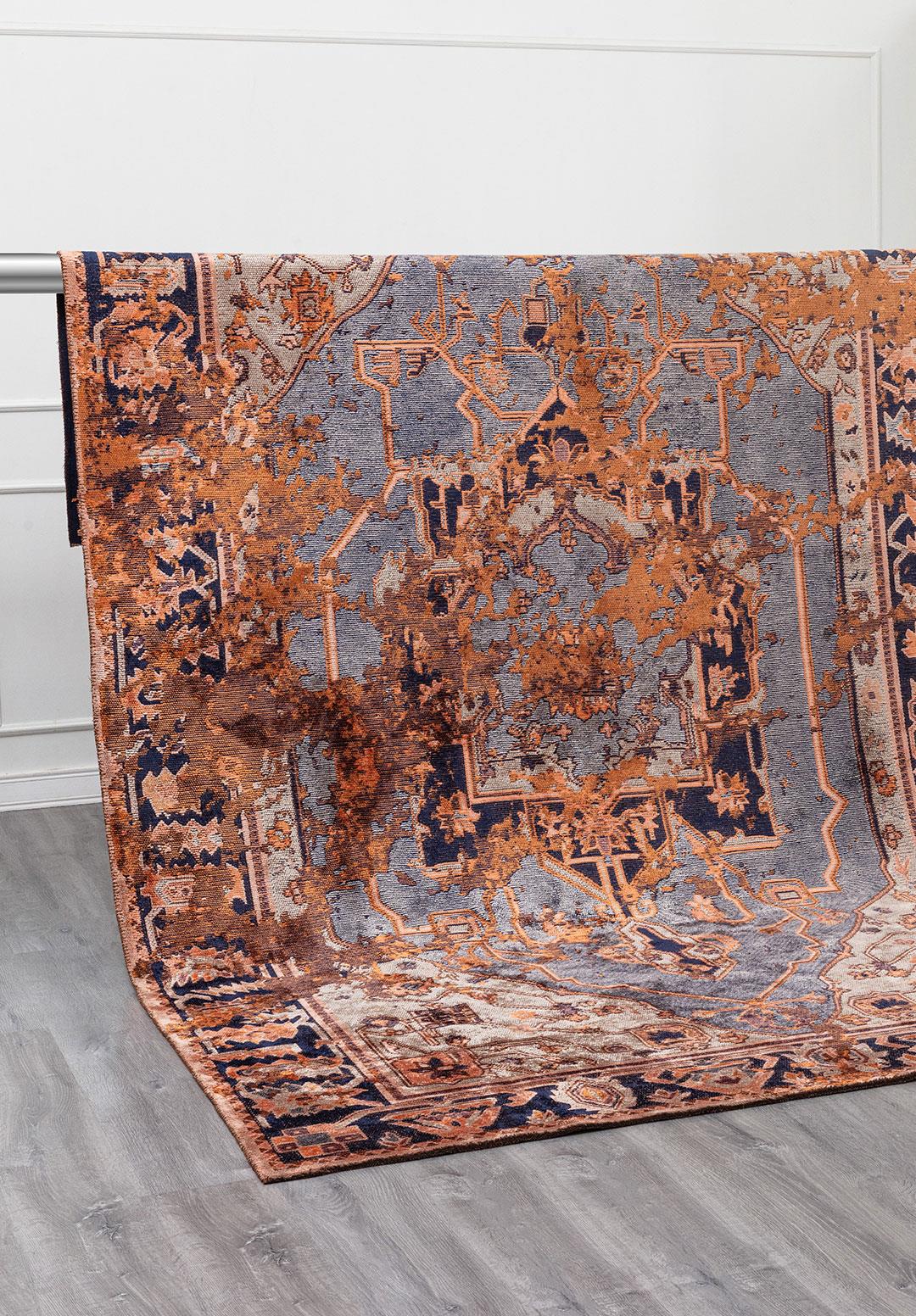 MONARCH ERA TERRA - DARK NAVY - ICE BLUE - LIGHT CORAL RUG