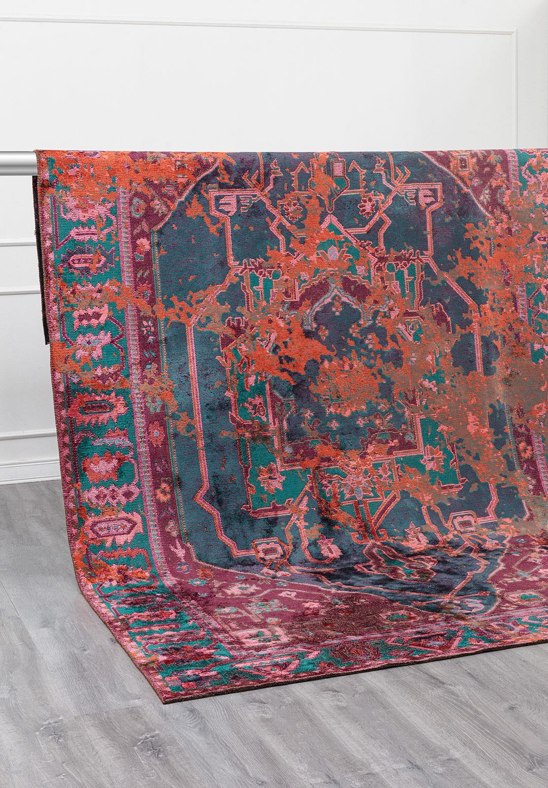 MONARCH ERA RUST - DARK TURQUOISE - DARK DAMSON - PINK RUG